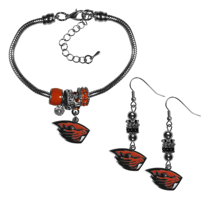 NCAA - Oregon St. Beavers Euro Bead Earrings and Bracelet Set-Jewelry & Accessories,College Jewelry,Oregon St. Beavers Jewelry-JadeMoghul Inc.