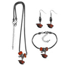 NCAA - Oregon St. Beavers Euro Bead Jewelry 3 piece Set-Jewelry & Accessories,College Jewelry,Oregon St. Beavers Jewelry-JadeMoghul Inc.