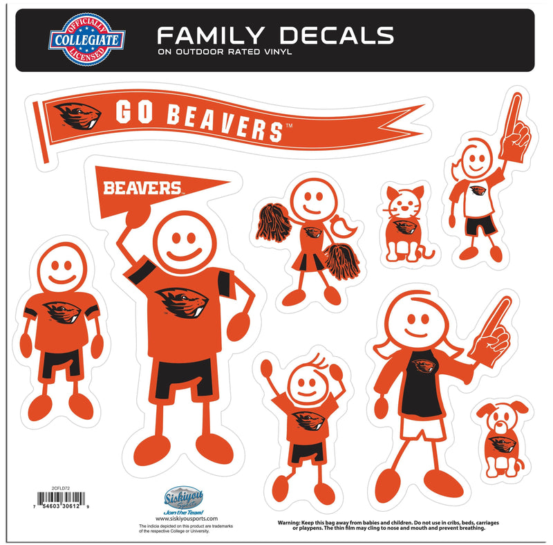 NCAA - Oregon St. Beavers Family Decal Set Large-Automotive Accessories,Decals,Family Character Decals,Large Family Decals,College Large Family Decals-JadeMoghul Inc.