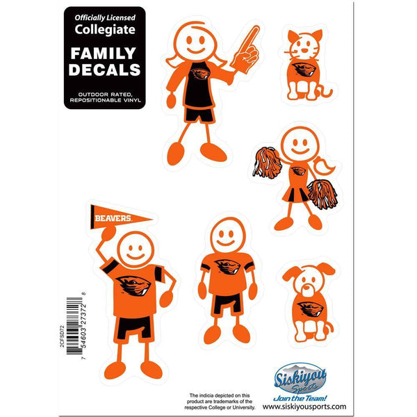 NCAA - Oregon St. Beavers Family Decal Set Small-Automotive Accessories,Decals,Family Character Decals,Small Family Decals,College Small Family Decals-JadeMoghul Inc.