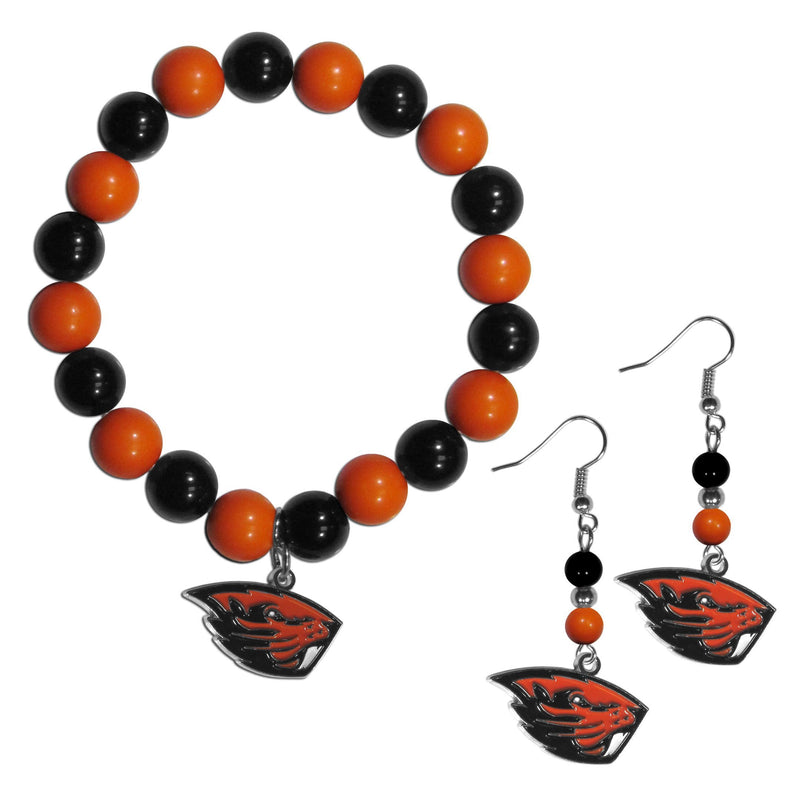 NCAA - Oregon St. Beavers Fan Bead Earrings and Bracelet Set-Jewelry & Accessories,Jewelry Sets,Fan Bead Earrings and Bracelet-JadeMoghul Inc.