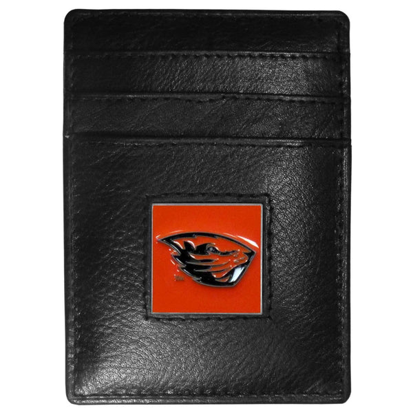NCAA - Oregon St. Beavers Leather Money Clip/Cardholder Packaged in Gift Box-Wallets & Checkbook Covers,Money Clip/Cardholders,Gift Box Packaging,College Money Clip/Cardholders-JadeMoghul Inc.