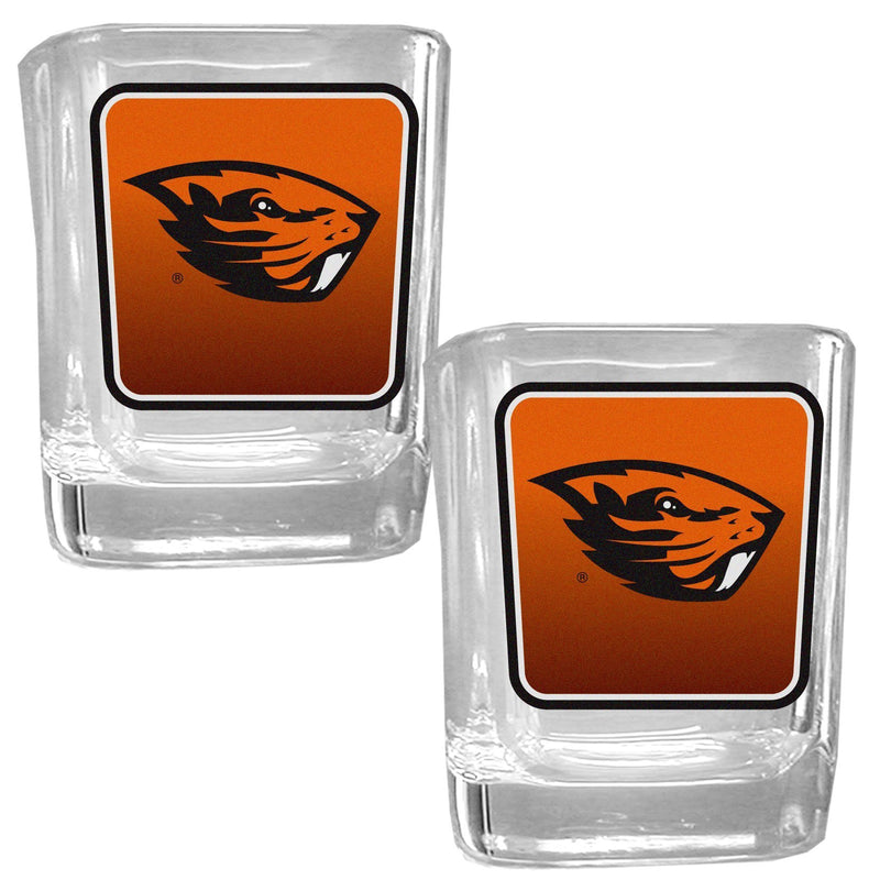 NCAA - Oregon St. Beavers Square Glass Shot Glass Set-Beverage Ware,Shot Glass,Graphic Shot Glass,College Graphic Shot Glass,-JadeMoghul Inc.