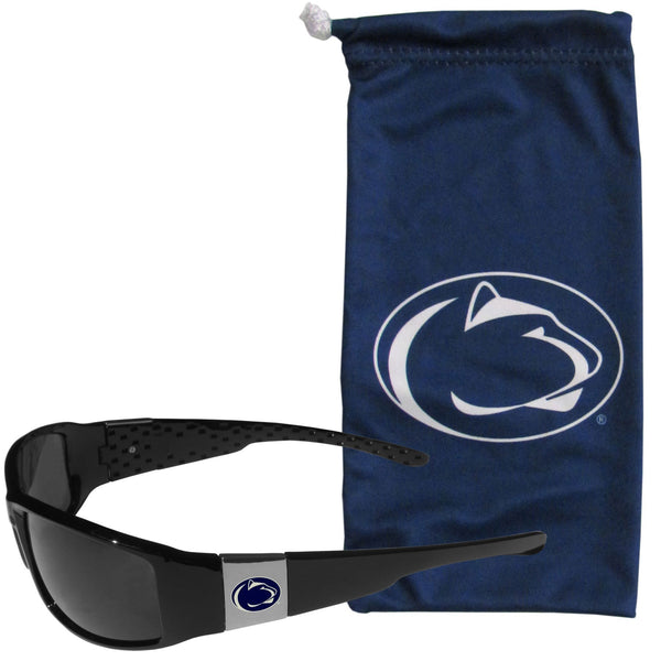NCAA - Penn St. Nittany Lions Chrome Wrap Sunglasses and Bag-Sunglasses, Eyewear & Accessories,College Eyewear,Penn St. Nittany Lions Eyewear-JadeMoghul Inc.