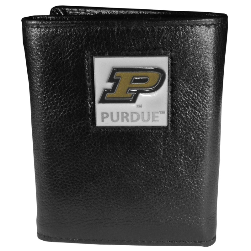 NCAA - Purdue Boilermakers Deluxe Leather Tri-fold Wallet Packaged in Gift Box-Wallets & Checkbook Covers,Tri-fold Wallets,Deluxe Tri-fold Wallets,Gift Box Packaging,College Tri-fold Wallets-JadeMoghul Inc.