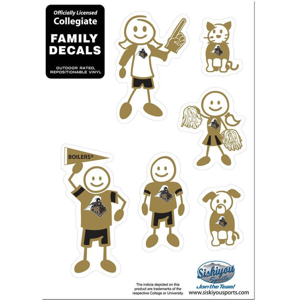NCAA - Purdue Boilermakers Family Decal Set Small-Automotive Accessories,Decals,Family Character Decals,Small Family Decals,College Small Family Decals-JadeMoghul Inc.