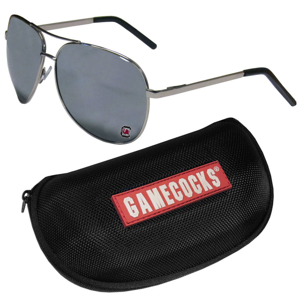 NCAA - S. Carolina Gamecocks Aviator Sunglasses and Zippered Carrying Case-Sunglasses, Eyewear & Accessories,Sunglass & Accessory Sets,Aviator Sunglasses & Zippered Case,College Aviator Sunglasses Sunglasses & Zippered Case-JadeMoghul Inc.
