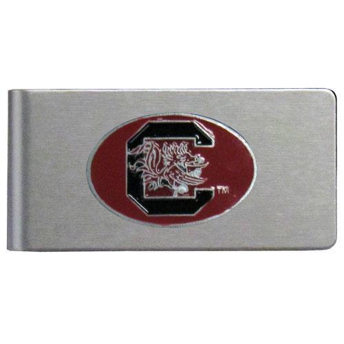 NCAA - S. Carolina Gamecocks Brushed Metal Money Clip-Wallets & Checkbook Covers,Money Clips,Brushed Money Clips,College Brushed Money Clips-JadeMoghul Inc.