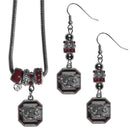 NCAA - S. Carolina Gamecocks Euro Bead Earrings and Necklace Set-Jewelry & Accessories,College Jewelry,S. Carolina Gamecocks Jewelry-JadeMoghul Inc.
