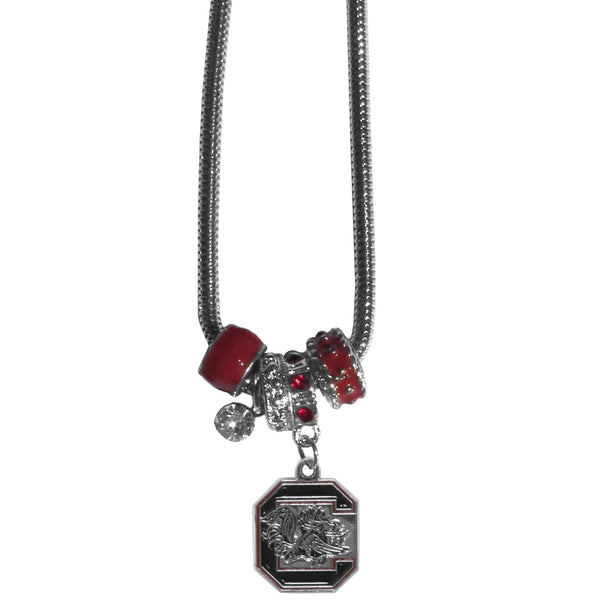 NCAA - S. Carolina Gamecocks Euro Bead Necklace-Jewelry & Accessories,Necklaces,Euro Bead Necklaces,College Euro Bead Necklaces-JadeMoghul Inc.