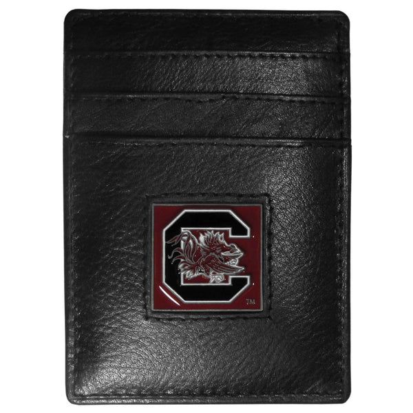 NCAA - S. Carolina Gamecocks Leather Money Clip/Cardholder Packaged in Gift Box-Wallets & Checkbook Covers,Money Clip/Cardholders,Gift Box Packaging,College Money Clip/Cardholders-JadeMoghul Inc.