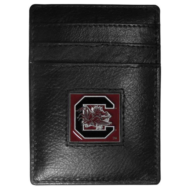 NCAA - S. Carolina Gamecocks Leather Money Clip/Cardholder Packaged in Gift Box-Wallets & Checkbook Covers,Money Clip/Cardholders,Gift Box Packaging,College Money Clip/Cardholders-JadeMoghul Inc.