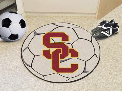 Small Round Rugs NCAA Southern California Soccer Ball 27" diameter