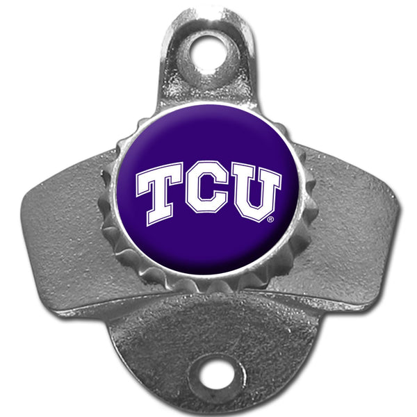 NCAA - TCU Horned Frogs Wall Mounted Bottle Opener-Tailgating & BBQ Accessories,College Tailgating Accessories,College Wall Mount Bottle Openers-JadeMoghul Inc.