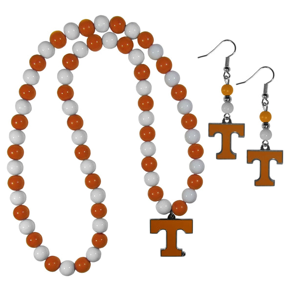 NCAA - Tennessee Volunteers Fan Bead Earrings and Necklace Set-Jewelry & Accessories,College Jewelry,Tennessee Volunteers Jewelry-JadeMoghul Inc.