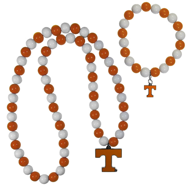 NCAA - Tennessee Volunteers Fan Bead Necklace and Bracelet Set-Jewelry & Accessories,College Jewelry,Tennessee Volunteers Jewelry-JadeMoghul Inc.