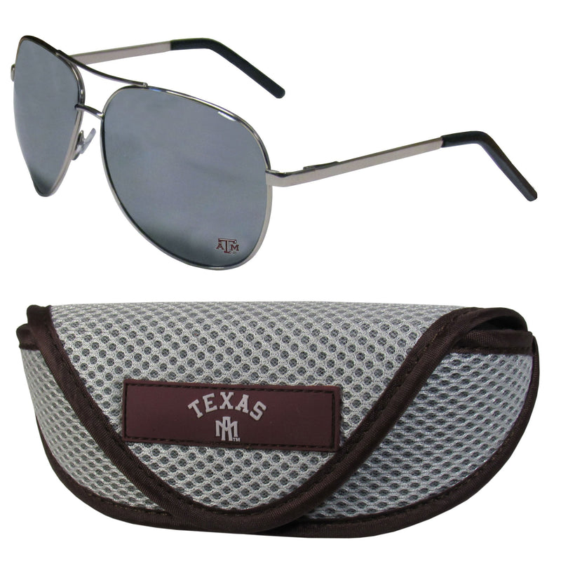 NCAA - Texas A & M Aggies Aviator Sunglasses and Sports Case-Sunglasses, Eyewear & Accessories,Sunglass & Accessory Sets,Aviator Sunglasses & Sport Case,College Aviator Sunglasses Sunglasses & Sport Case-JadeMoghul Inc.