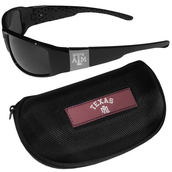 NCAA - Texas A & M Aggies Chrome Wrap Sunglasses and Zippered Carrying Case-Sunglasses, Eyewear & Accessories,Sunglass & Accessory Sets,Chrome Wrap Sunglasses & Zippered Case,College Chrome Wrap Sunglasses & Zippered Case-JadeMoghul Inc.