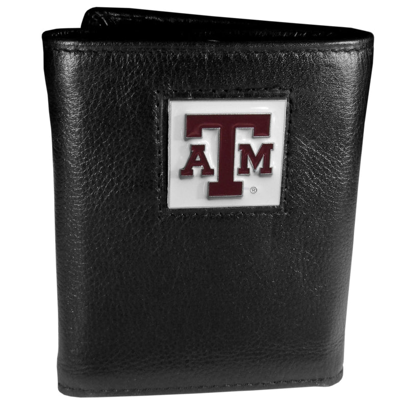 NCAA - Texas A & M Aggies Deluxe Leather Tri-fold Wallet Packaged in Gift Box-Wallets & Checkbook Covers,Tri-fold Wallets,Deluxe Tri-fold Wallets,Gift Box Packaging,College Tri-fold Wallets-JadeMoghul Inc.