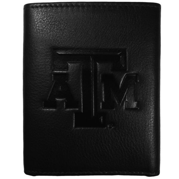 NCAA - Texas A & M Aggies Embossed Leather Tri-fold Wallet-Wallets & Checkbook Covers,College Wallets,College Tri-fold Wallets,Leather Tri-fold Wallets-JadeMoghul Inc.