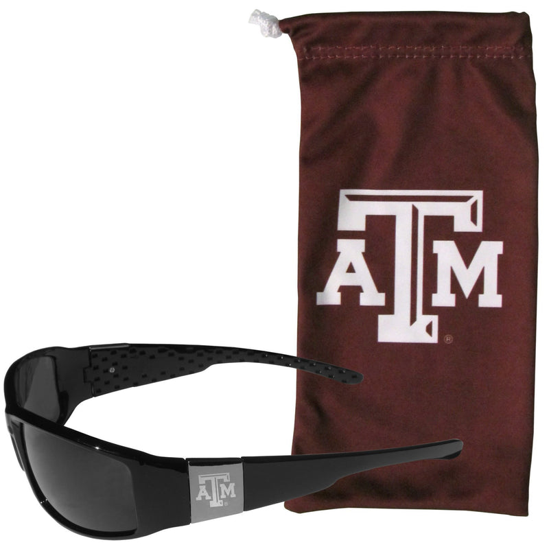 NCAA - Texas A & M Aggies Etched Chrome Wrap Sunglasses and Bag-Sunglasses, Eyewear & Accessories,College Eyewear,Texas A & M Aggies Eyewear-JadeMoghul Inc.