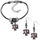 NCAA - Texas A & M Aggies Euro Bead Earrings and Bracelet Set-Jewelry & Accessories,College Jewelry,Texas A & M Aggies Jewelry-JadeMoghul Inc.