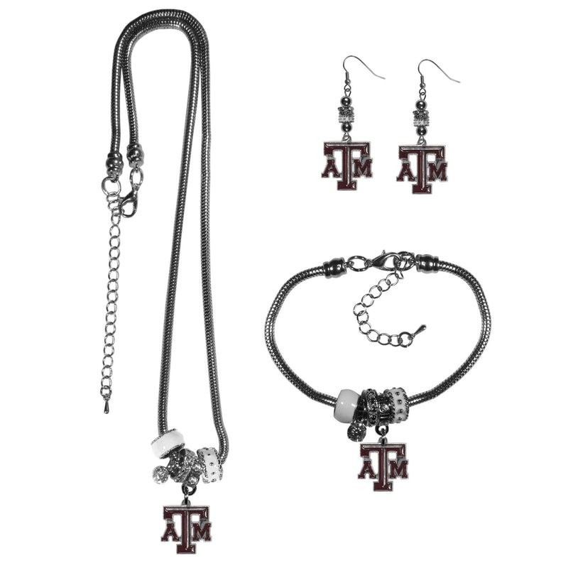 NCAA - Texas A & M Aggies Euro Bead Jewelry 3 piece Set-Jewelry & Accessories,College Jewelry,Texas A & M Aggies Jewelry-JadeMoghul Inc.