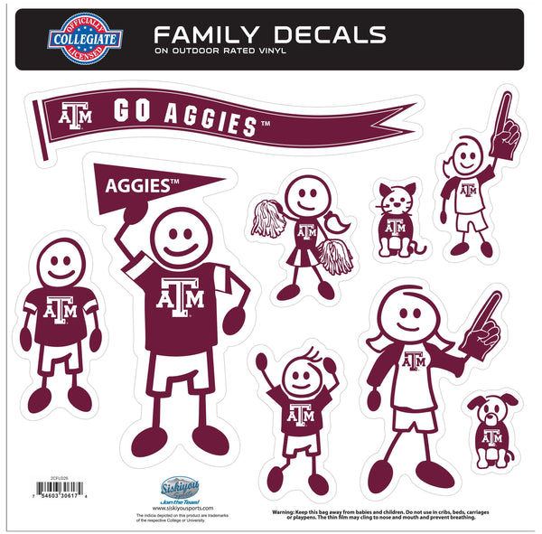 NCAA - Texas A & M Aggies Family Decal Set Large-Automotive Accessories,Decals,Family Character Decals,Large Family Decals,College Large Family Decals-JadeMoghul Inc.