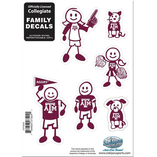 NCAA - Texas A & M Aggies Family Decal Set Small-Automotive Accessories,Decals,Family Character Decals,Small Family Decals,College Small Family Decals-JadeMoghul Inc.