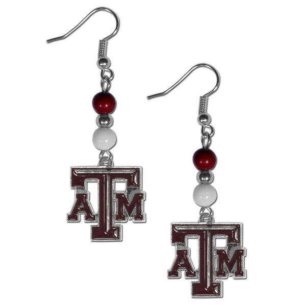 NCAA - Texas A & M Aggies Fan Bead Dangle Earrings-Jewelry & Accessories,Earrings,Fan Bead Earrings,College Fan Bead Earrings-JadeMoghul Inc.