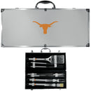 NCAA - Texas Longhorns 8 pc Stainless Steel BBQ Set w/Metal Case-Tailgating & BBQ Accessories,BBQ Tools,8 pc Steel Tool Set w/Metal Case,College 8 pc Steel Tool Set w/Metal Case-JadeMoghul Inc.