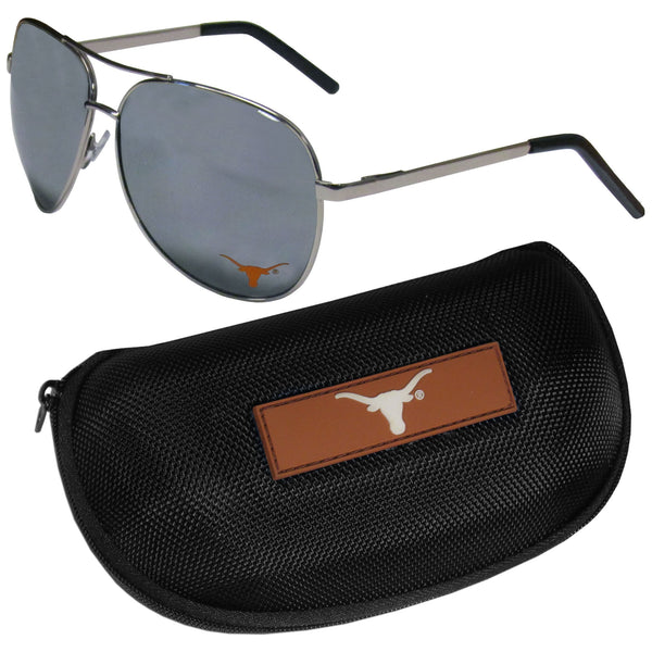 NCAA - Texas Longhorns Aviator Sunglasses and Zippered Carrying Case-Sunglasses, Eyewear & Accessories,Sunglass & Accessory Sets,Aviator Sunglasses & Zippered Case,College Aviator Sunglasses Sunglasses & Zippered Case-JadeMoghul Inc.