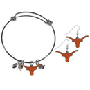 NCAA - Texas Longhorns Dangle Earrings and Charm Bangle Bracelet Set-Jewelry & Accessories,College Jewelry,Texas Longhorns Jewelry-JadeMoghul Inc.