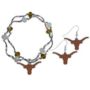 NCAA - Texas Longhorns Dangle Earrings and Crystal Bead Bracelet Set-Jewelry & Accessories,College Jewelry,Texas Longhorns Jewelry-JadeMoghul Inc.
