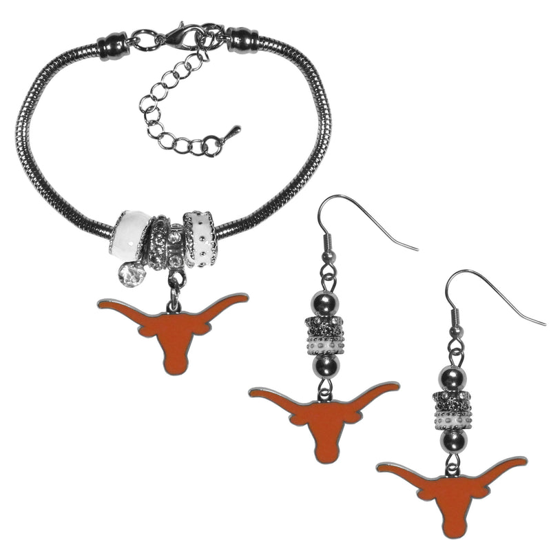 NCAA - Texas Longhorns Euro Bead Earrings and Bracelet Set-Jewelry & Accessories,College Jewelry,Texas Longhorns Jewelry-JadeMoghul Inc.