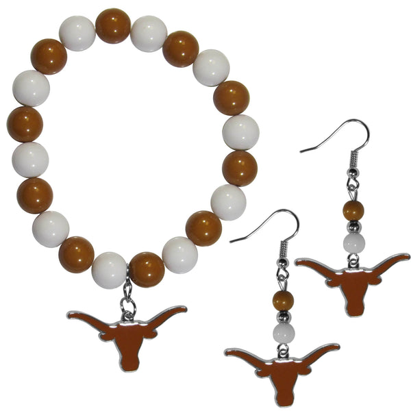 NCAA - Texas Longhorns Fan Bead Earrings and Bracelet Set-Jewelry & Accessories,Jewelry Sets,Fan Bead Earrings and Bracelet-JadeMoghul Inc.