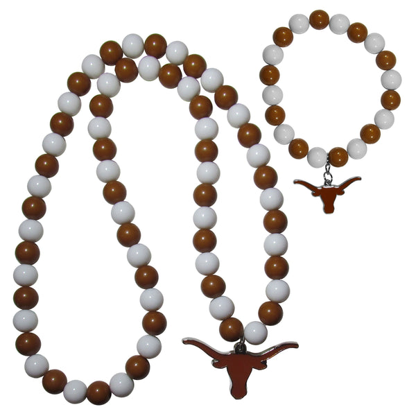 NCAA - Texas Longhorns Fan Bead Necklace and Bracelet Set-Jewelry & Accessories,College Jewelry,Texas Longhorns Jewelry-JadeMoghul Inc.