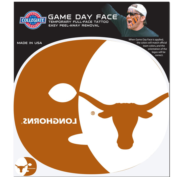 NCAA - Texas Longhorns Game Face Temporary Tattoo-Tailgating & BBQ Accessories,Game Day Face Temporary Tattoos,College Game Day Faces-JadeMoghul Inc.