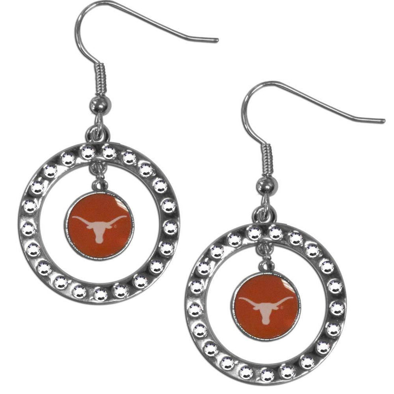 NCAA - Texas Longhorns Rhinestone Hoop Earrings-Jewelry & Accessories,Earrings,Rhinestone Hoop Earrings,College Rhinestone Hoop Earrings-JadeMoghul Inc.