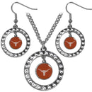 NCAA - Texas Longhorns Rhinestone Hoop Jewelry Set-Jewelry & Accessories,Jewelry Sets,Rhinestone Earrings and Necklaces,College Rhinestone Earrings and Necklaces-JadeMoghul Inc.