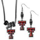 NCAA - Texas Tech Raiders Euro Bead Earrings and Necklace Set-Jewelry & Accessories,College Jewelry,Texas Tech Raiders Jewelry-JadeMoghul Inc.