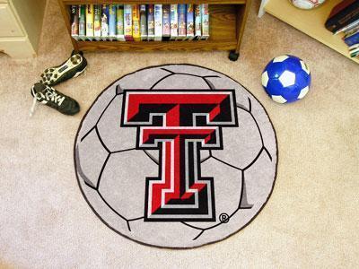 Round Indoor Outdoor Rugs NCAA Texas Tech Soccer Ball 27" diameter