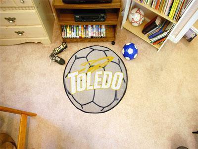 Round Indoor Outdoor Rugs NCAA Toledo Soccer Ball 27" diameter