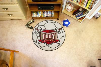 Small Round Rugs NCAA Troy Soccer Ball 27" diameter