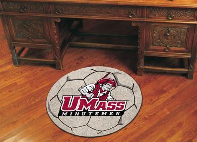 Small Round Rugs NCAA UMass Soccer Ball 27" diameter