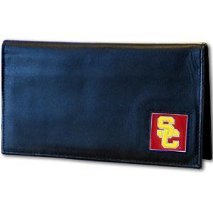 NCAA - USC Trojans Deluxe Leather Checkbook Cover-Wallets & Checkbook Covers,Checkbook Covers,Wallet Checkbook Covers,Window Box Packaging,College Wallet Checkbook Covers-JadeMoghul Inc.