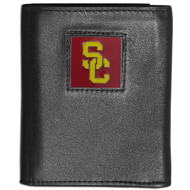 NCAA - USC Trojans Deluxe Leather Tri-fold Wallet Packaged in Gift Box-Wallets & Checkbook Covers,Tri-fold Wallets,Deluxe Tri-fold Wallets,Gift Box Packaging,College Tri-fold Wallets-JadeMoghul Inc.