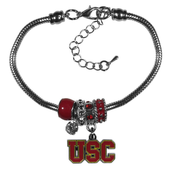 NCAA - USC Trojans Euro Bead Bracelet-Jewelry & Accessories,Bracelets,Euro Bead Bracelets,College Euro Bead Bracelets-JadeMoghul Inc.