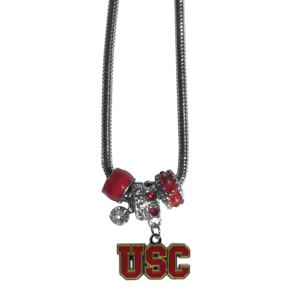 NCAA - USC Trojans Euro Bead Necklace-Jewelry & Accessories,Necklaces,Euro Bead Necklaces,College Euro Bead Necklaces-JadeMoghul Inc.