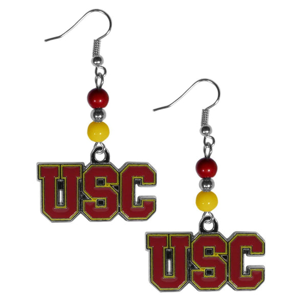 NCAA - USC Trojans Fan Bead Dangle Earrings-Jewelry & Accessories,Earrings,Fan Bead Earrings,College Fan Bead Earrings-JadeMoghul Inc.